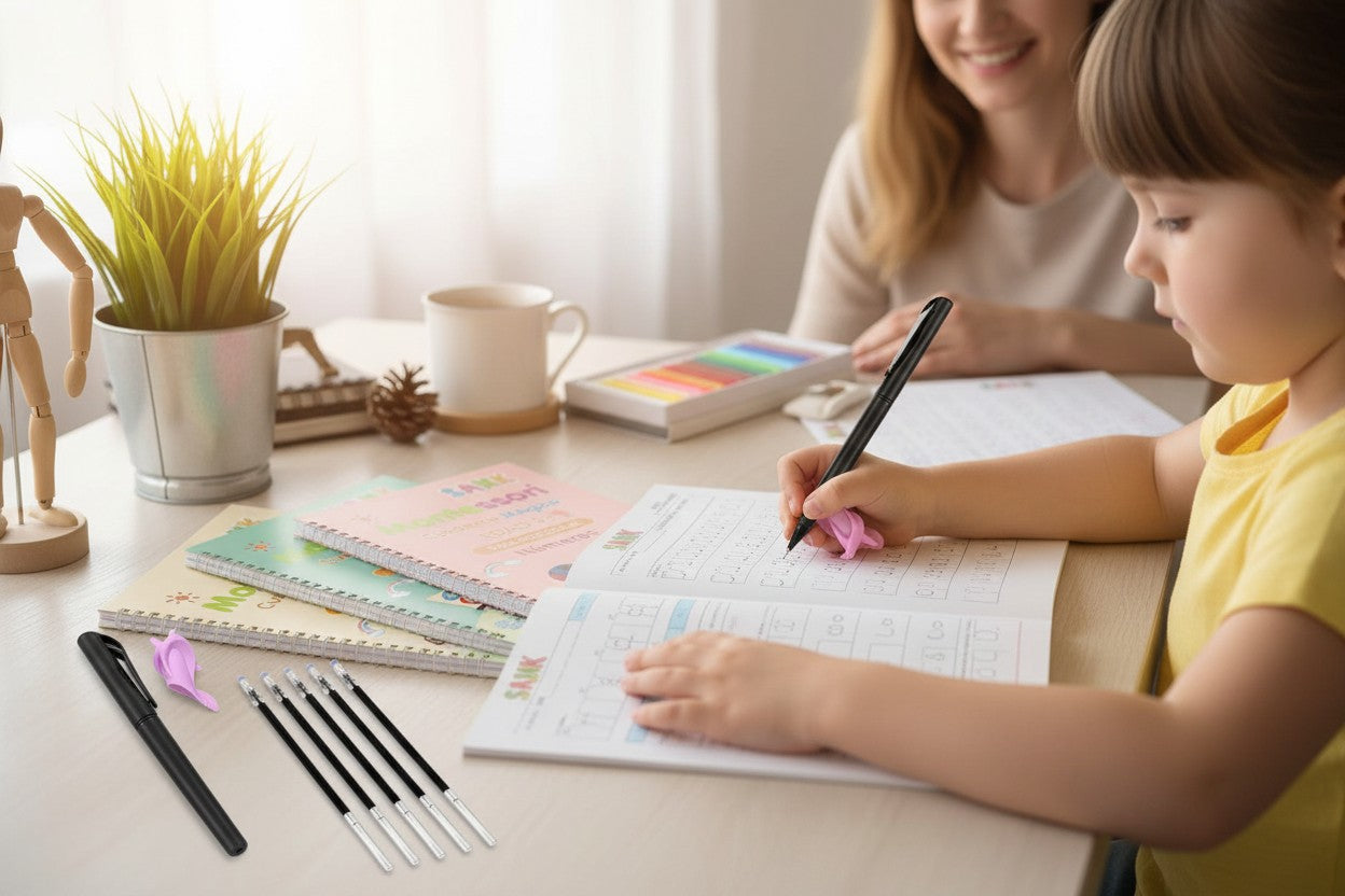 KIT CON 4 LIBROS DE CALIGRAFÍA Y TINTA MÁGICA